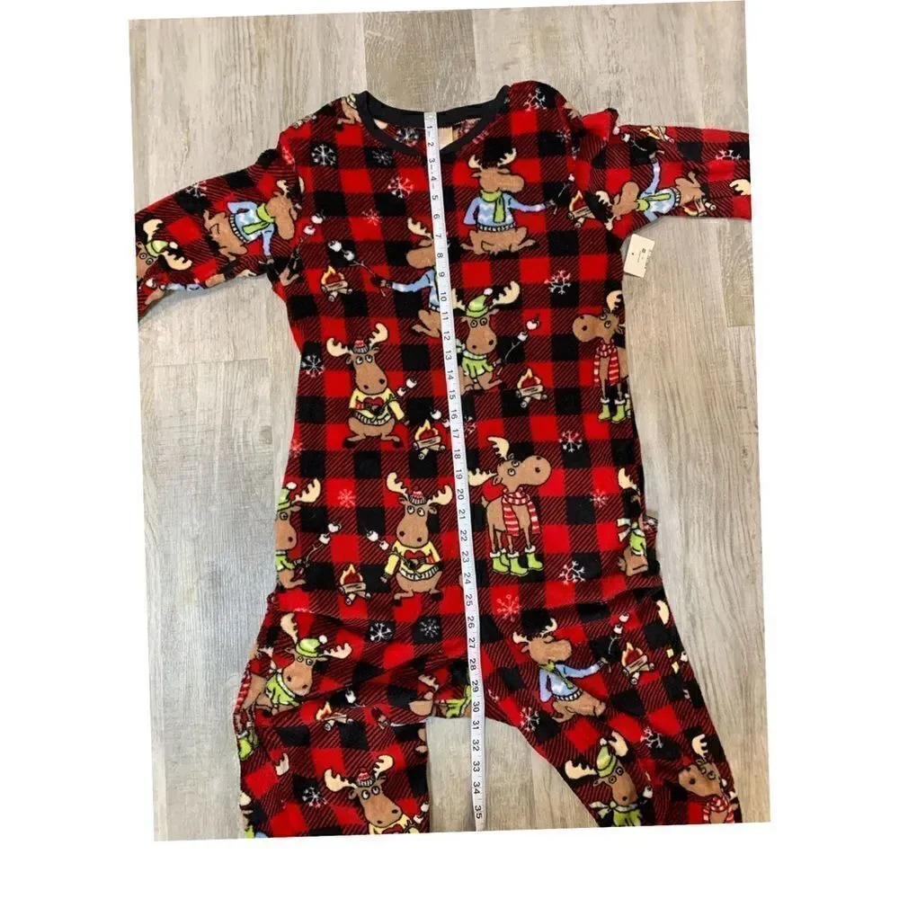 NWT Trap door flannel red/black checked moose sleeper sz S